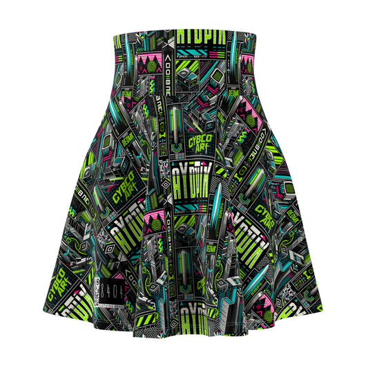 Tech-Forward Graphics Tech-Inspired Streetwear Women's Skater Skirt - 8404 Design-46
