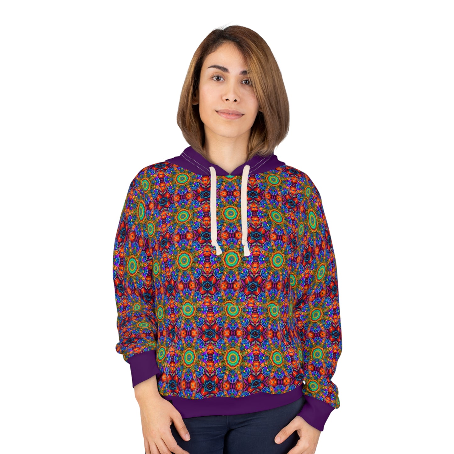 8404's Unisex Adult "flowers of Acid in Purple" Fashion Pullover Hoodie