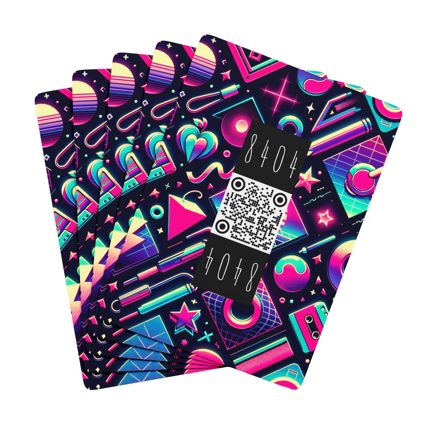 Neon Retro Revival Retro Futurism Poker Playing Cards - 8404 Design-61 B