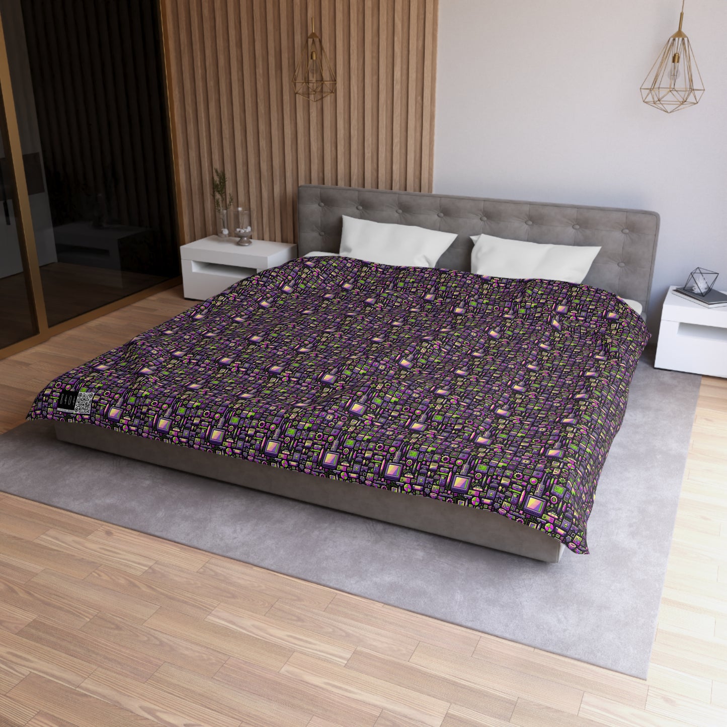 Digital Nostalgia Remix Modern Vintage Fusion Microfiber Duvet Cover - 8404 Design-67
