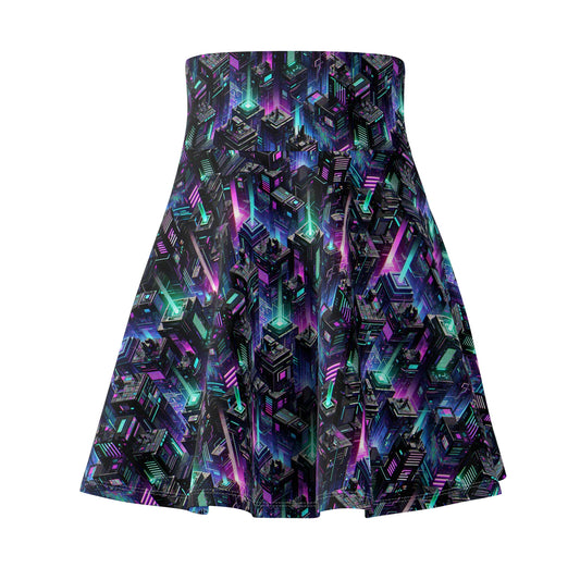 Tech Noir Graphics Futuristic Tech Aesthetics Women's Skater Skirt - 8404 Design-55