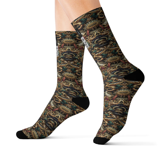 Digital Renaissance Luxurious Streetwear Inspired By Classical Art With a Modern Twist Sublimation Socks - 8404 Design-76