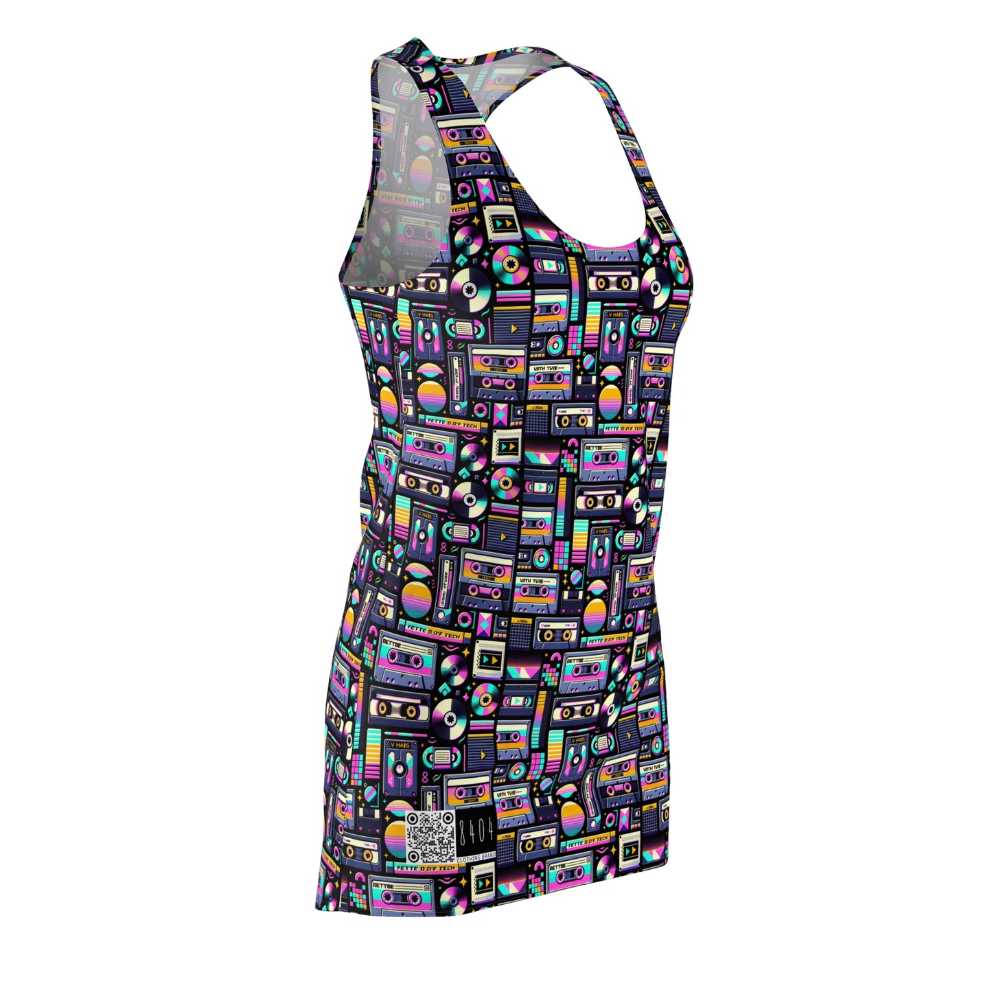 Digital Nostalgia Tech-Inspired Retro Fusion Women's Cut & Sew Racerback Dress - 8404 Design-48