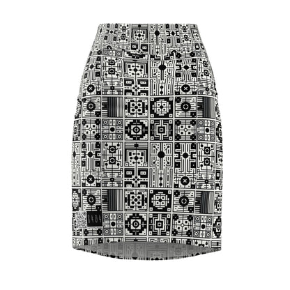 Digital Minimalism Minimalist Tech Women's Pencil Skirt - 8404 Design-55