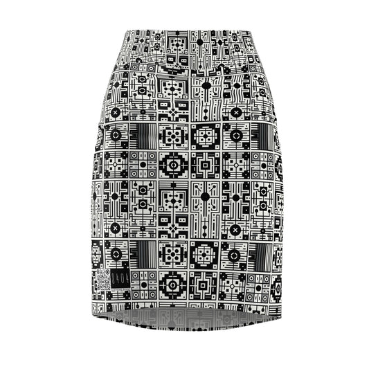 Digital Minimalism Minimalist Tech Women's Pencil Skirt - 8404 Design-55