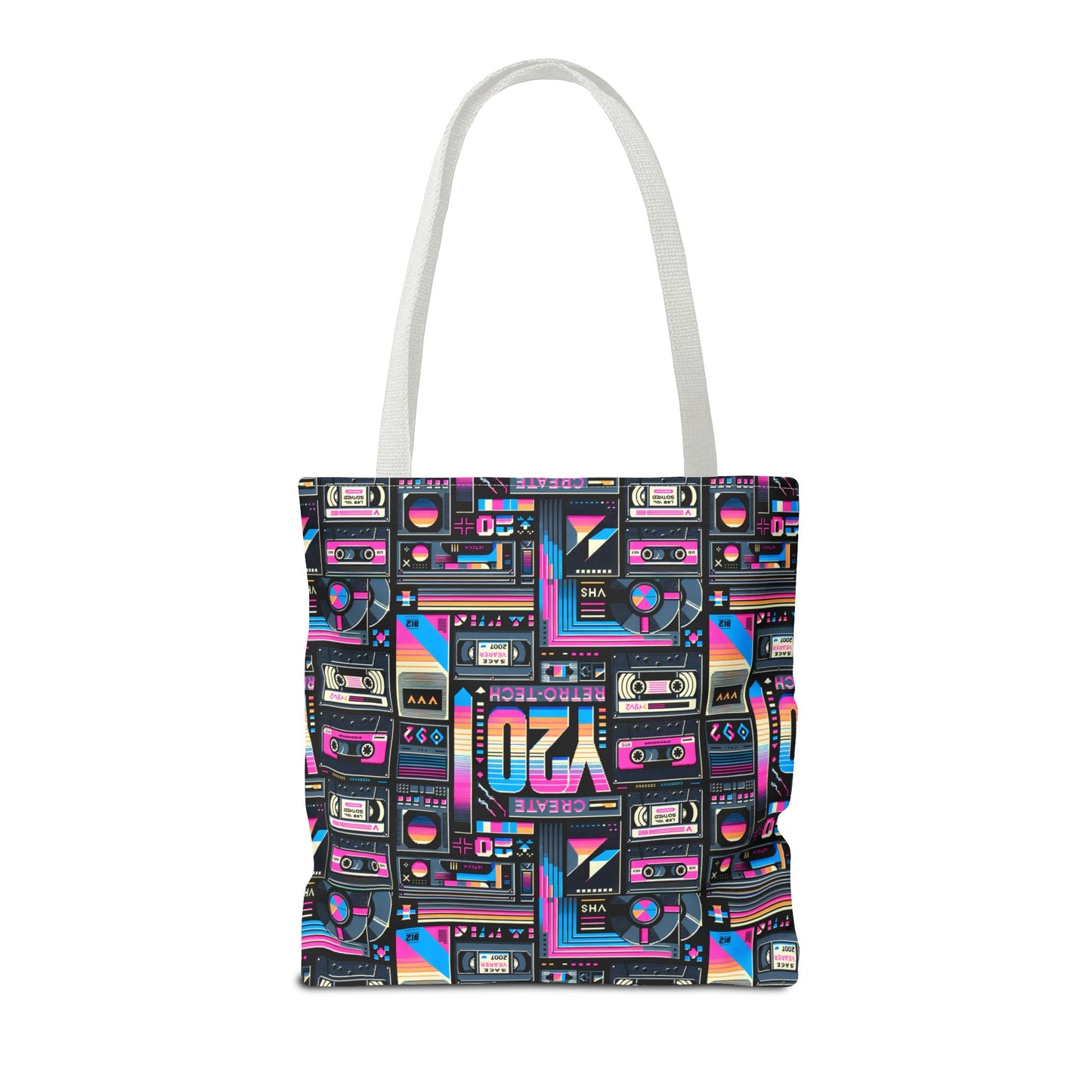 Digital Nostalgia Tech-Inspired Retro Fusion Tote Bag - 8404 Design-65