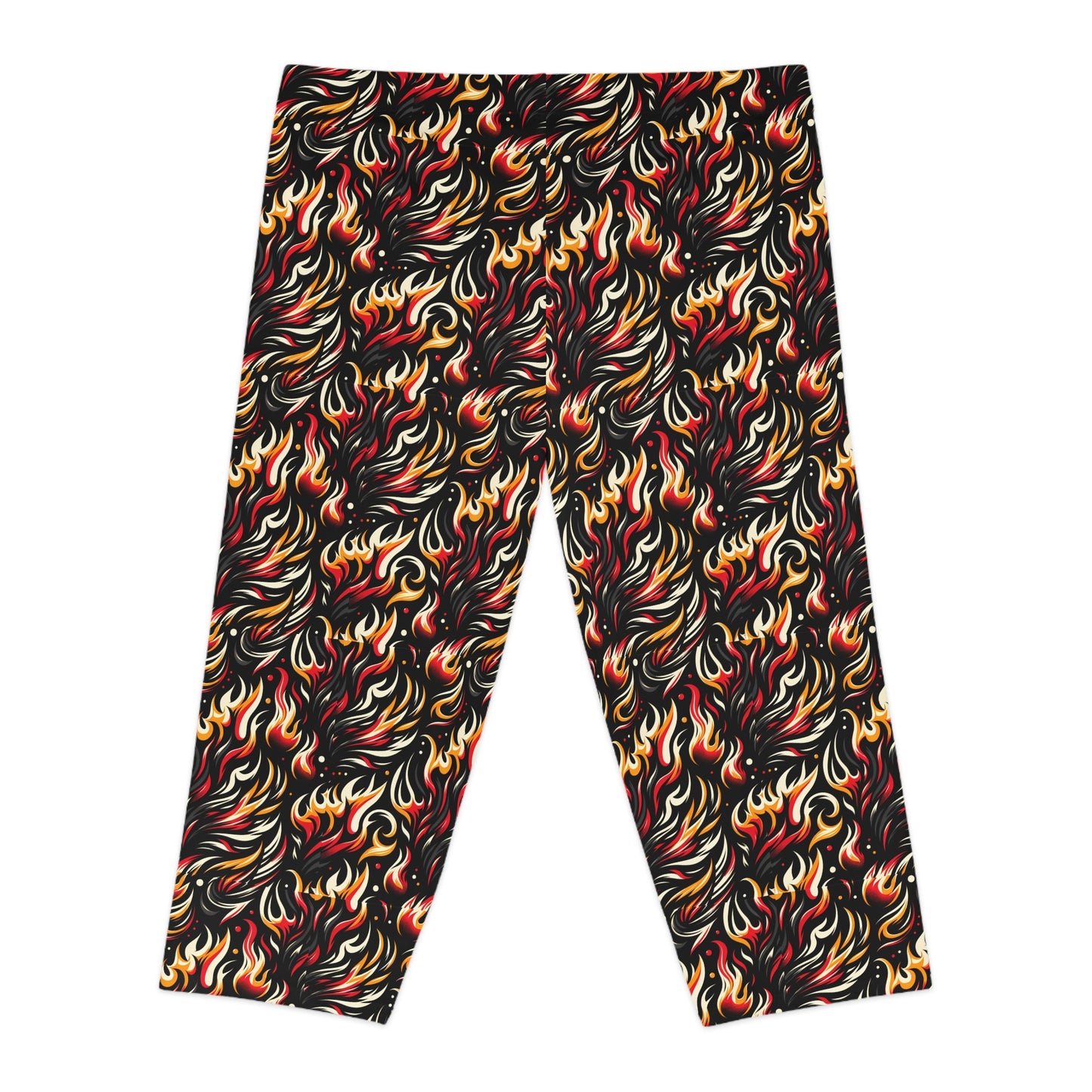 Fire & Flames Bold Streetwear Statement Women's Capri Leggings - 8404 Design-60