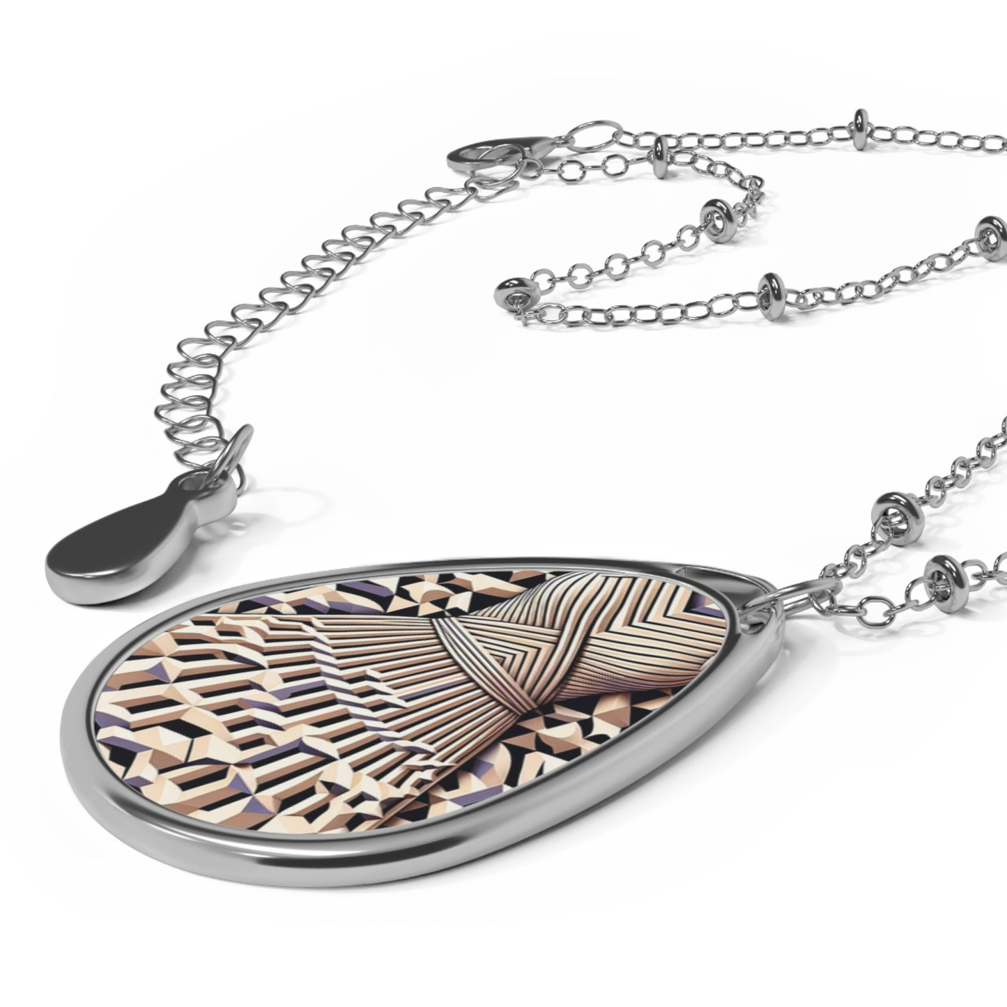 Tech Illusion Graphics Futuristic Artistry Oval Necklace - 8404 Design-59