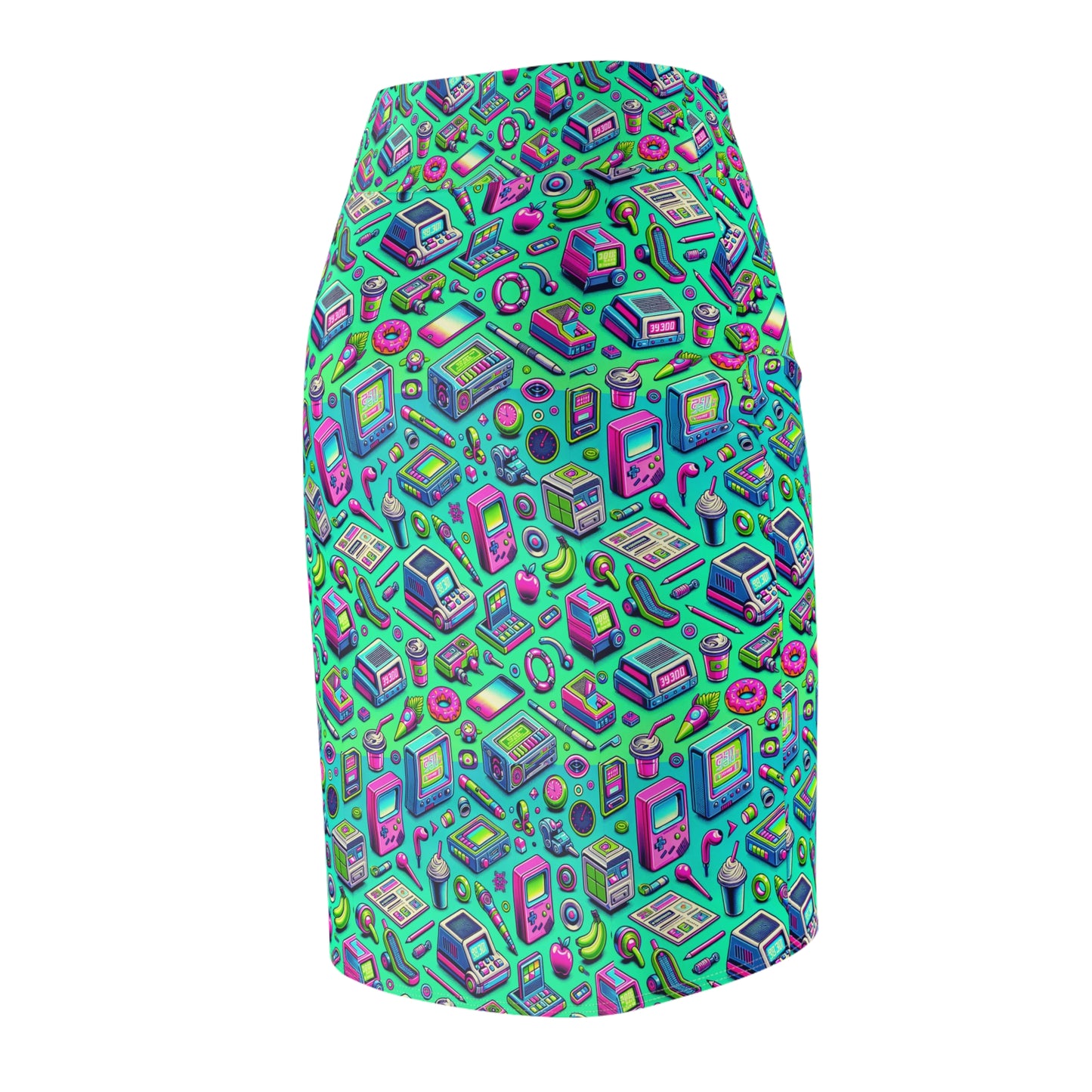 Y2k Revival Nostalgic Futurism Women's Pencil Skirt - 8404 Design-48