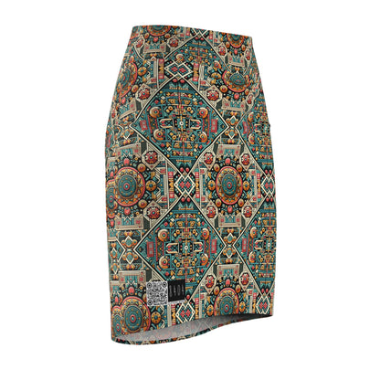 Cultural Fusion Tech Blend of Cultural Heritage With Tech-Inspired Elements Women's Pencil Skirt - 8404 Design-74
