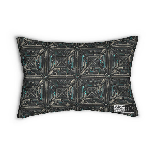 Tech Noir Futuristic Tech Aesthetic with a Dark Twist Spun Polyester Lumbar Pillow - 8404 Design-59 S