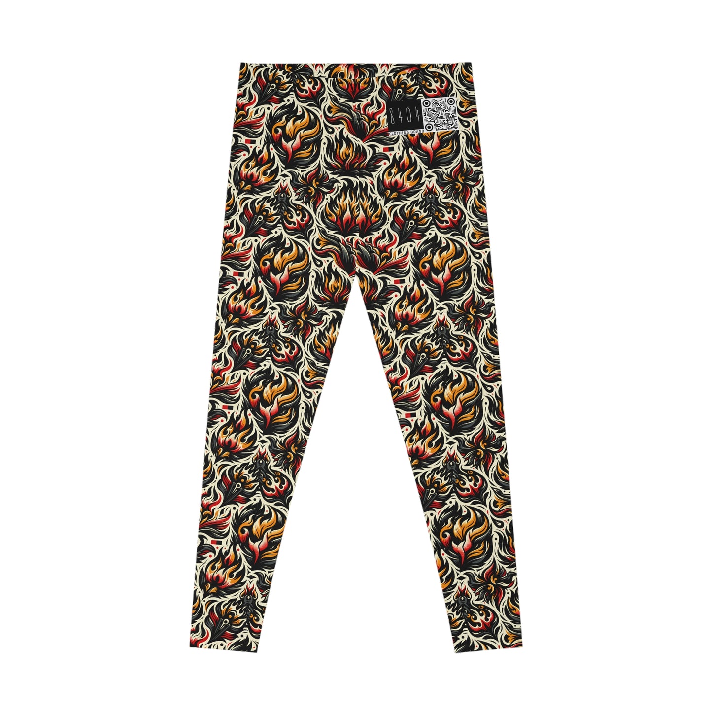 Fire & Flames Bold Streetwear Statement Stretch Leggings - 8404 Design-57