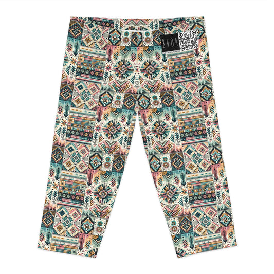 Digital Artisanal Fusion Digital Artisanal Women's Capri Leggings - 8404 Design-49