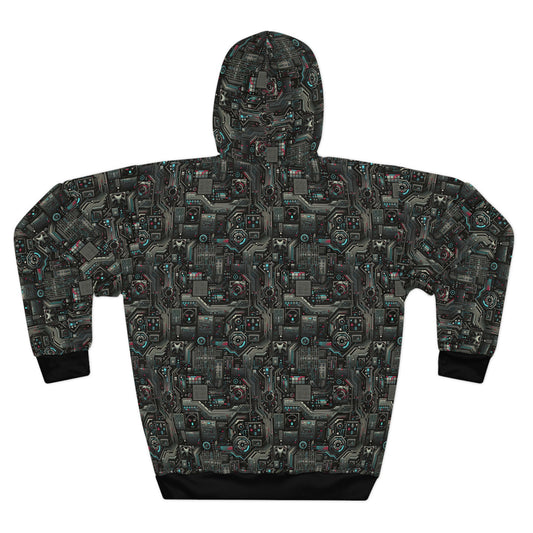 Tech Noir Aesthetics Sleek Tech Streetwear Pullover Hoodie - 8404 Design-52