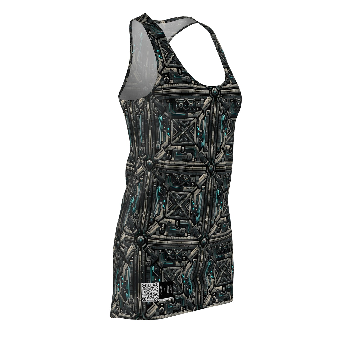 Tech Noir Futuristic Tech Aesthetic with a Dark Twist Women's Cut & Sew Racerback Dress - 8404 Design-59