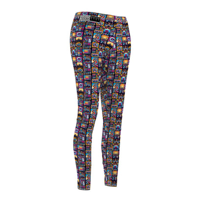 Digital Pop Culture Mashup Maximalist Pop Women's Cut & Sew Casual Leggings - 8404 Design-52