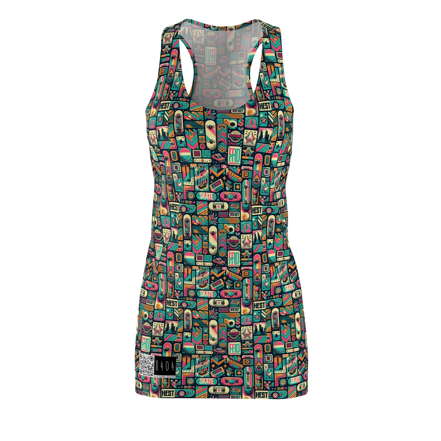 Skate Culture Revival Urban Retro Cool Women's Cut & Sew Racerback Dress - 8404 Design-61