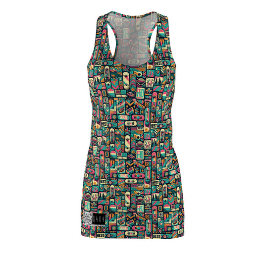 Skate Culture Revival Urban Retro Cool Women's Cut & Sew Racerback Dress - 8404 Design-61