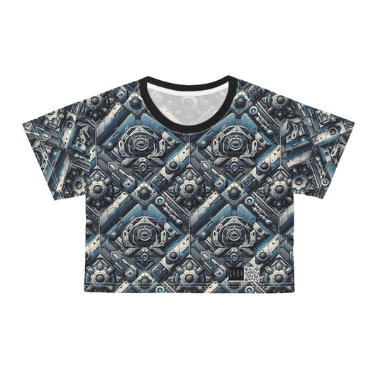 Tech Utility Fusion Tech-Forward Utility With a Futuristic Edge Crop Tee - 8404 Design-43