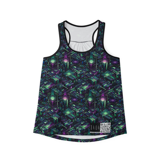 Tech Noir Aesthetics Tech-Forward Urban Dystopia Women's Tank Top - 8404 Design-43