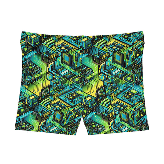 Tech-Infused Neon Tech-Forward Streetwear Women's Shorts - 8404 Design-38