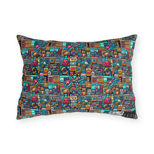 Digital Pop Culture Mashup Maximalist Pop Outdoor Pillow - 8404 Design-47