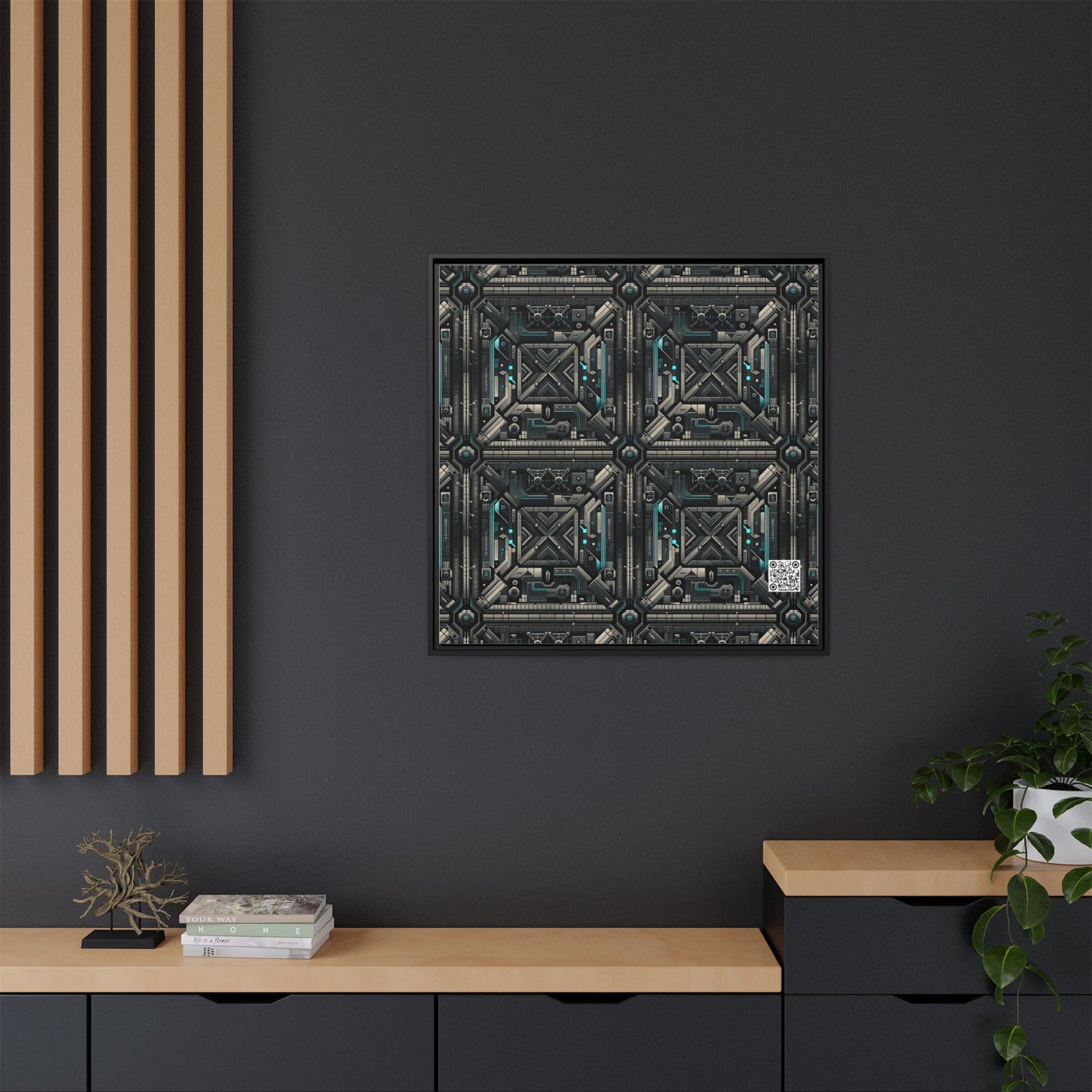 Tech Noir Futuristic Tech Aesthetic with a Dark Twist Matte Canvas, Framed (multi-color) - 8404 Design-59 A