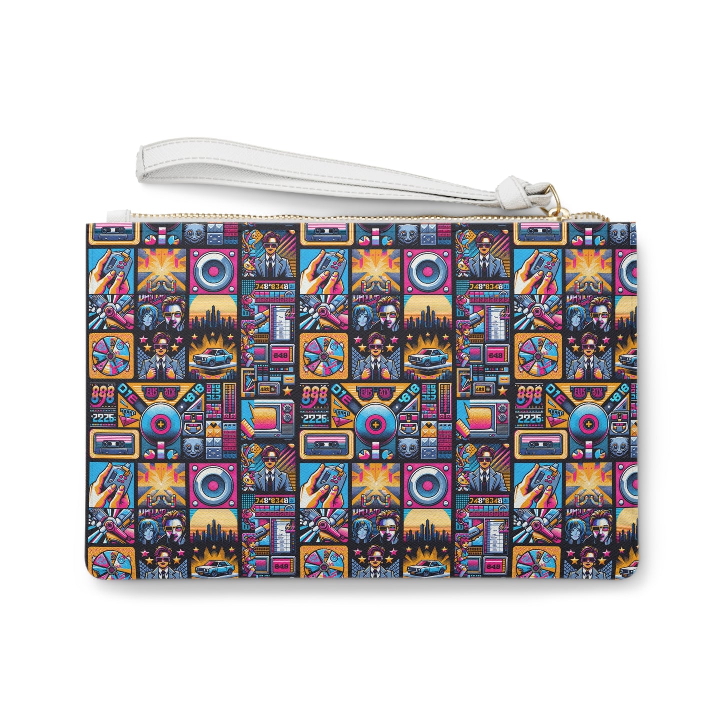Digital Pop Culture Mashup Maximalist Pop Clutch Bag - 8404 Design-52