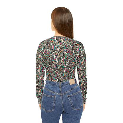 Digital Street Art Urban Street Style Women's Long Sleeve V-neck Shirt - 8404 Design-74