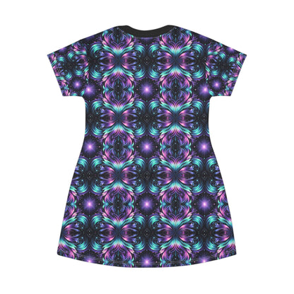 Iridescent Dream Futuristic Tech T-Shirt Dress - 8404 Design-60