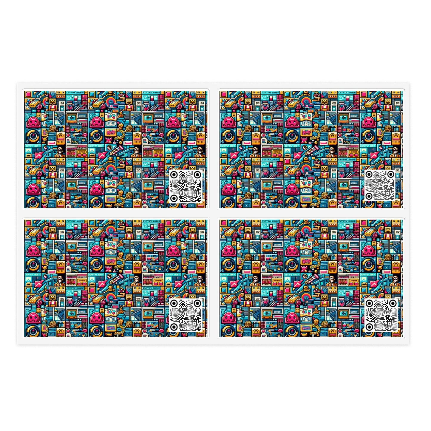 Digital Pop Culture Mashup Maximalist Pop Sticker Sheet - 8404 Design-47