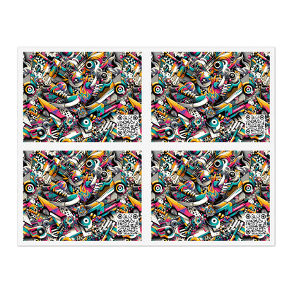 Urban Graffiti Fusion Eclectic Street Art Meets Modern Tech Culture Sticker Sheets - 8404 Design-55