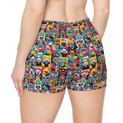 Neon Pop Playful Pop Culture Mashup Women's Shorts - 8404 Design-60