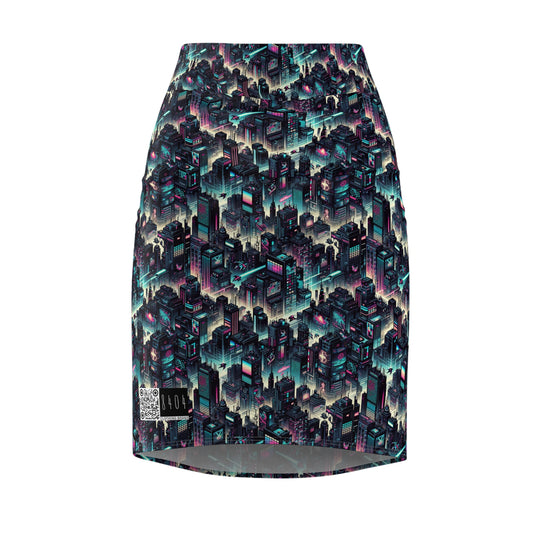 Digital Rebellion Tech-Inspired Streetwear Women's Pencil Skirt - 8404 Design-51