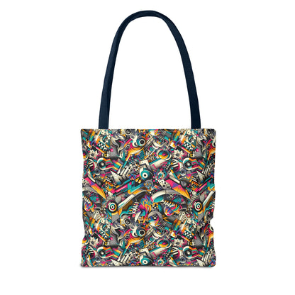 Urban Graffiti Fusion Eclectic Street Art Meets Modern Tech Culture Tote Bag - 8404 Design-55