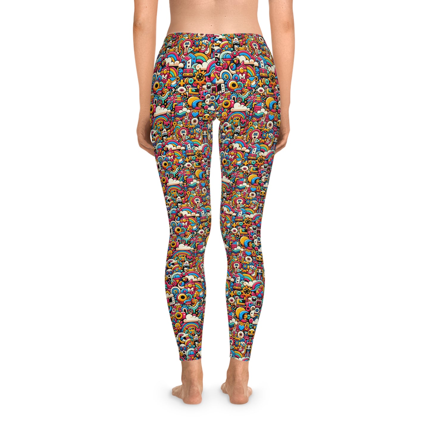 Neon Pop Playful Pop Culture Mashup Stretch Leggings - 8404 Design-62