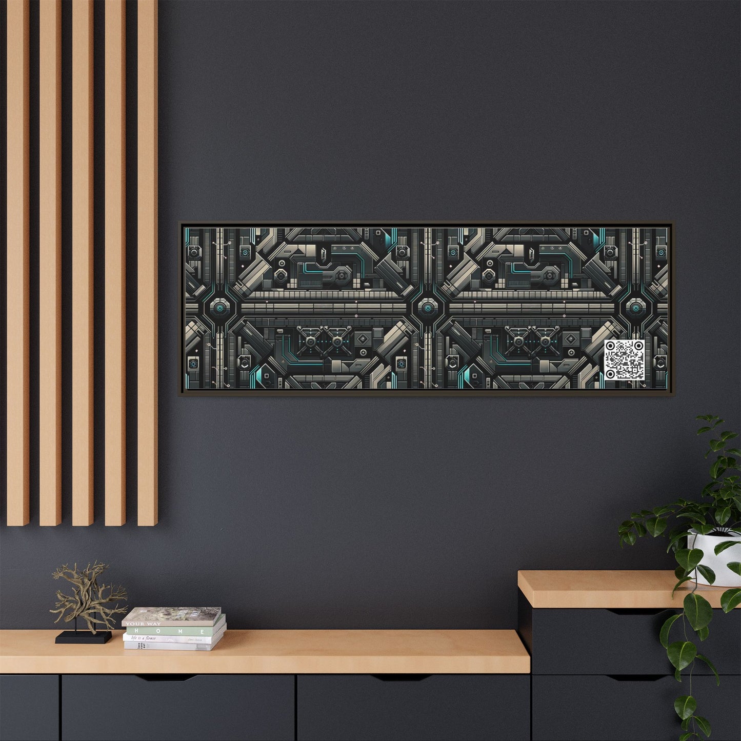 Tech Noir Futuristic Tech Aesthetic with a Dark Twist Matte Canvas, Framed (multi-color) - 8404 Design-59 B