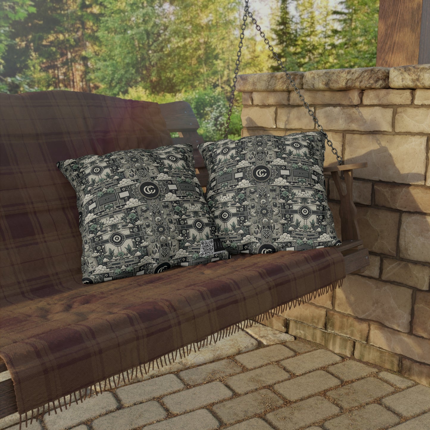 Cyber Garden Party Tech Garden Extravaganza Outdoor Pillow - 8404 Design-54
