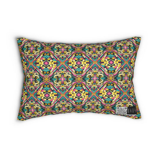 Neon Pop Art Revival Pop Culture Retro Spun Polyester Lumbar Pillow - 8404 Design-59 S