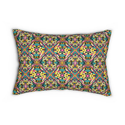Neon Pop Art Revival Pop Culture Retro Spun Polyester Lumbar Pillow - 8404 Design-59 S