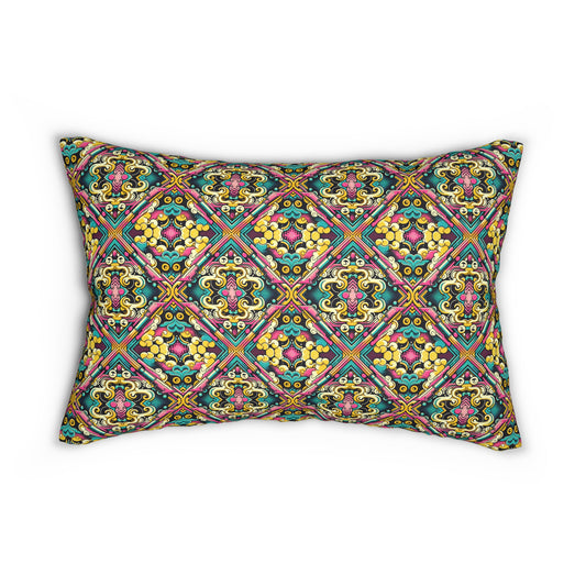 Neon Pop Art Revival Pop Culture Retro Spun Polyester Lumbar Pillow - 8404 Design-59 S