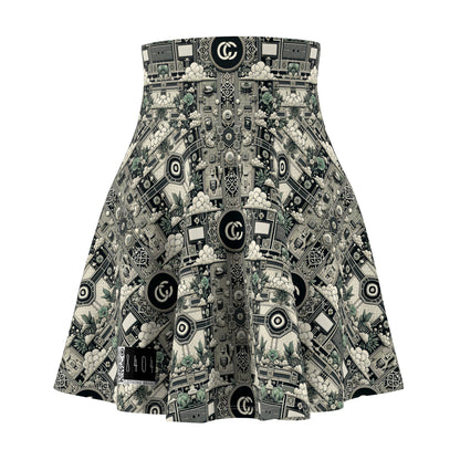 Cyber Garden Party Tech Garden Extravaganza Women's Skater Skirt - 8404 Design-54