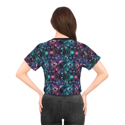 Galactic Hues Tech-Forward Cosmic Fusion Crop Tee - 8404 Design-59