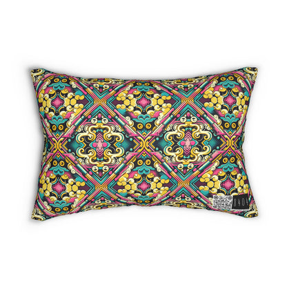 Neon Pop Art Revival Pop Culture Retro Spun Polyester Lumbar Pillow - 8404 Design-59 B