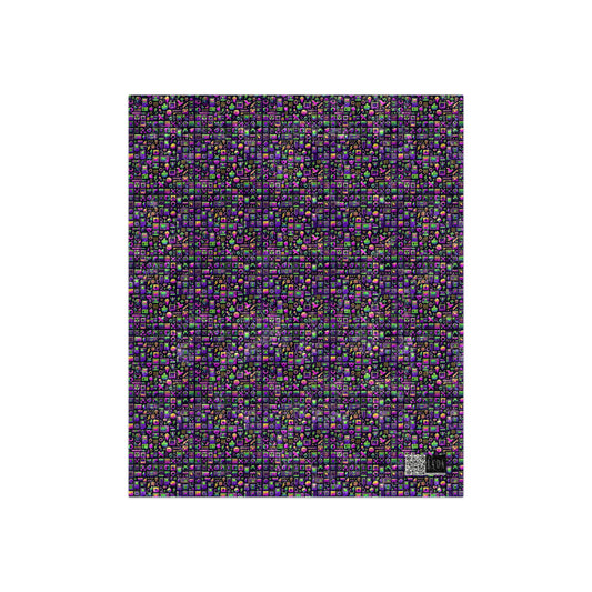 Digital Nostalgia Remix Modern Vintage Fusion Crushed Velvet Blanket - 8404 Design-49