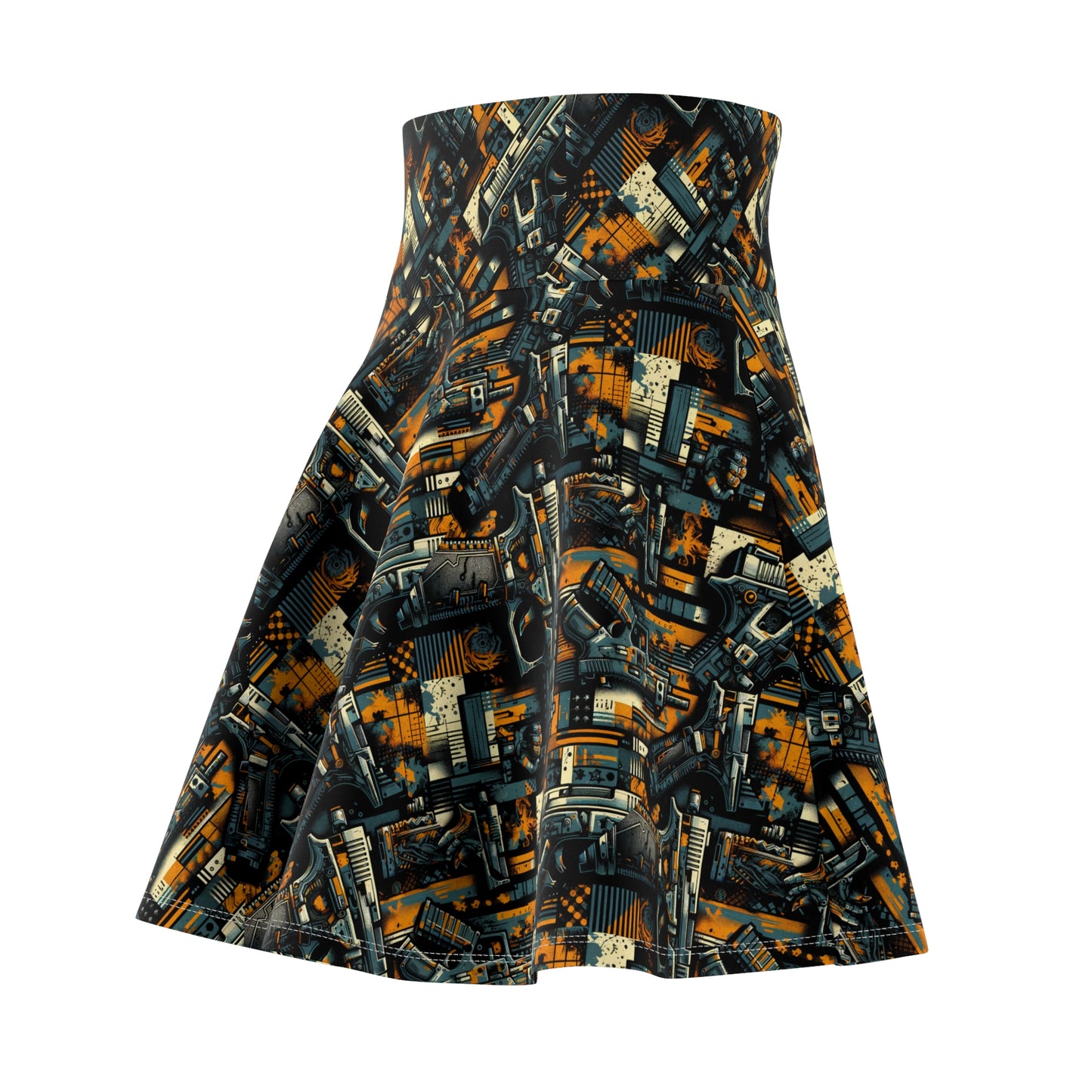 Digital Punk Futuristic Grunge Women's Skater Skirt - 8404 Design-47