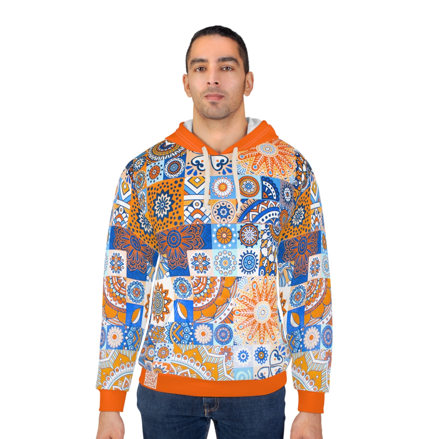 8404 Unisex Adult's "Mosaic Collage" Fashion Pullover Hoodie in Orange