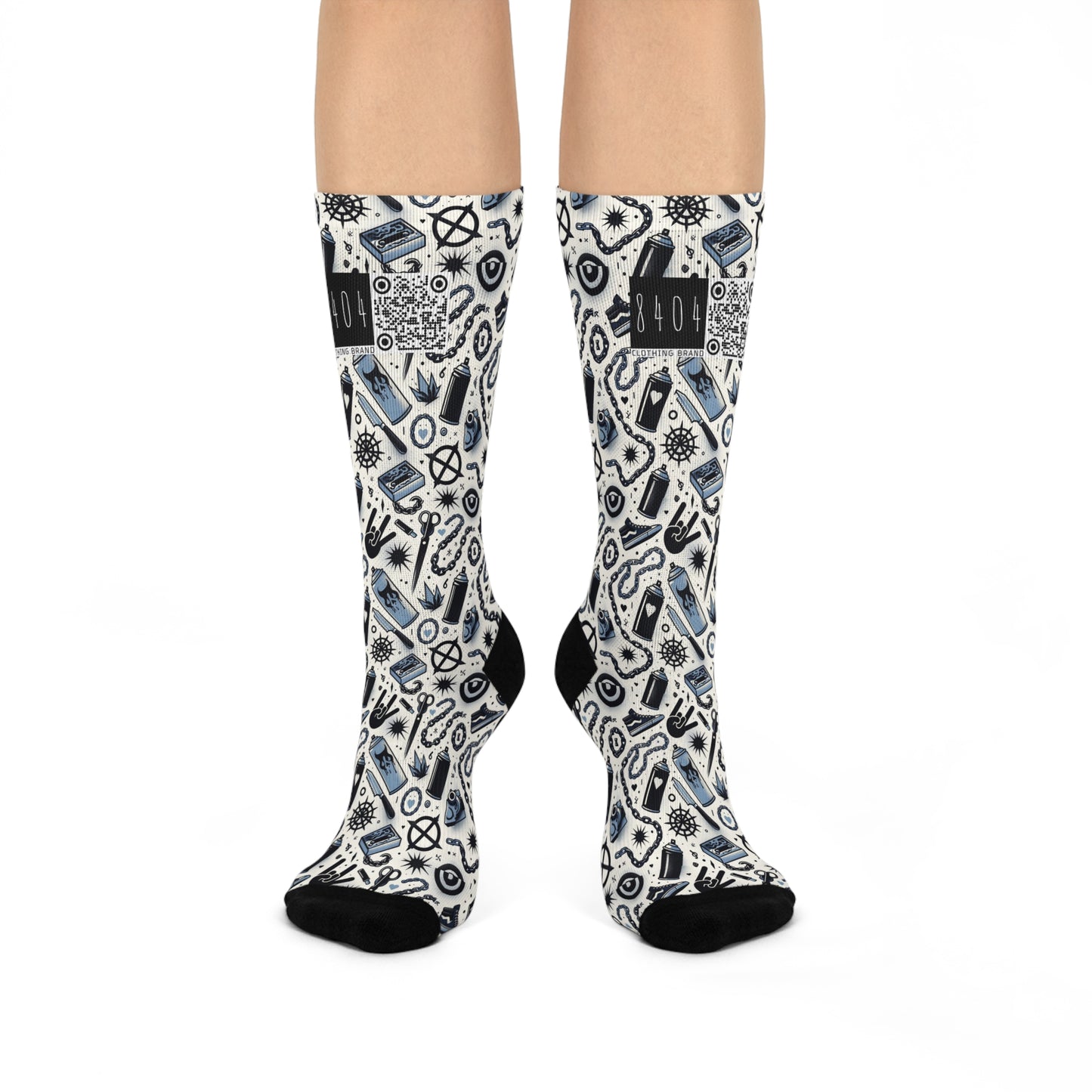 Cultural Rebellion Graphics Edgy and Rebellious With a Hint of Nostalgia Cushioned Crew Socks - 8404 Design-57