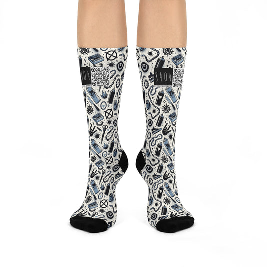 Cultural Rebellion Graphics Edgy and Rebellious With a Hint of Nostalgia Cushioned Crew Socks - 8404 Design-57