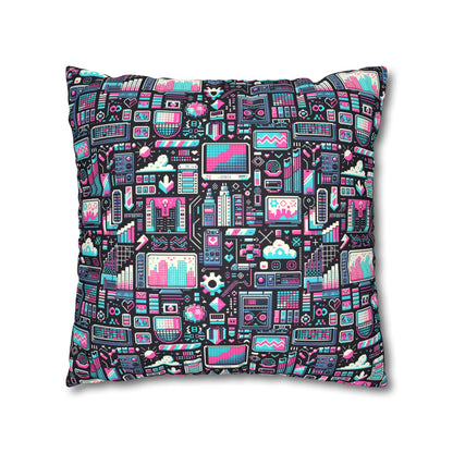 Digital Rebellion Youthful Streetwear with a Rebellious Digital Twist Faux Suede Square Pillowcase - 8404 Design-71